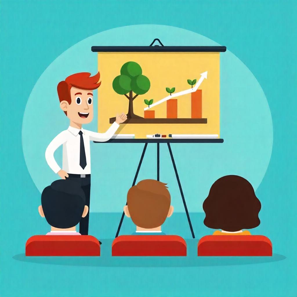 Mand præsenterer foran publikum